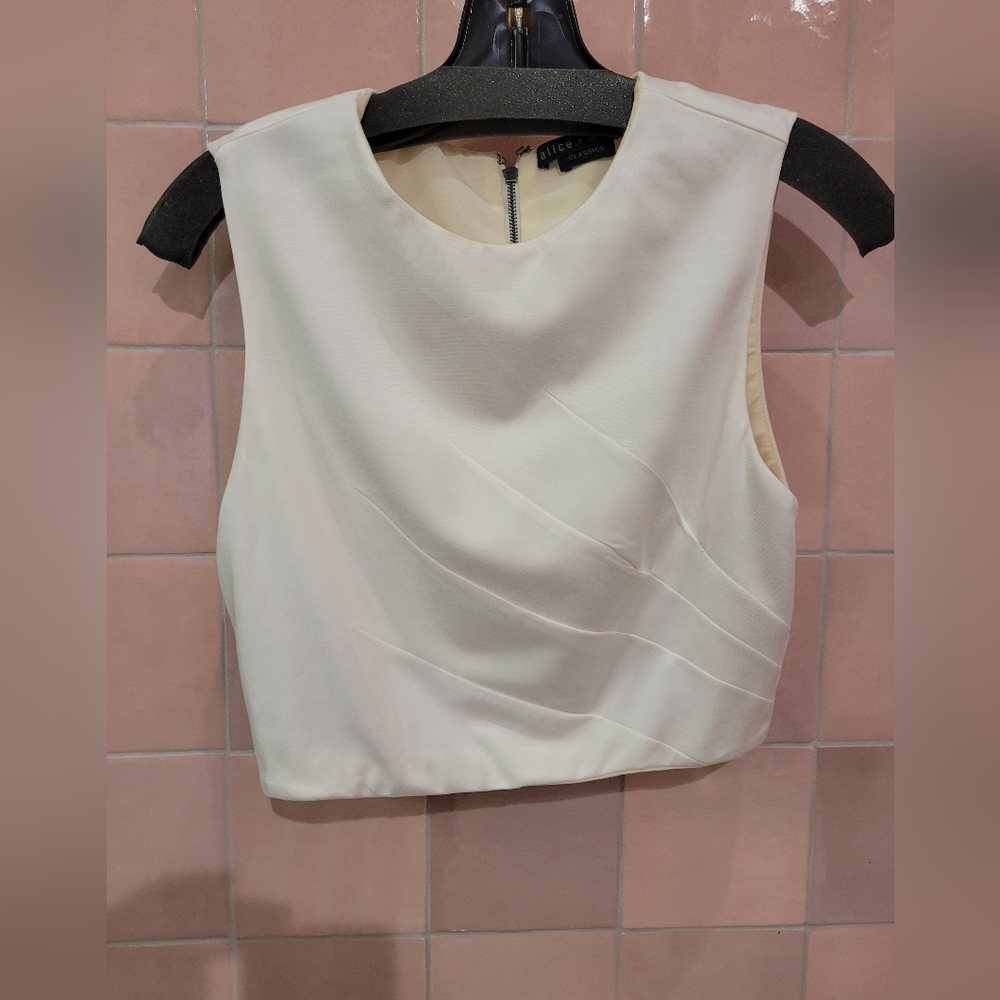 Alice + Olivia cropped white top